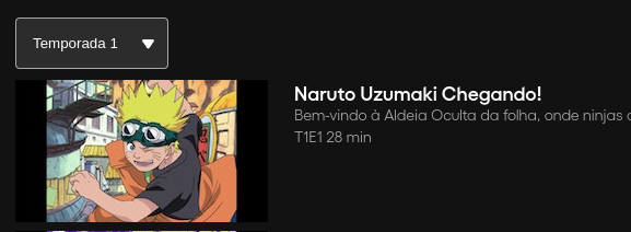 mostrando onde clicar para assistir o primeiro episódio naruto dublado clássico