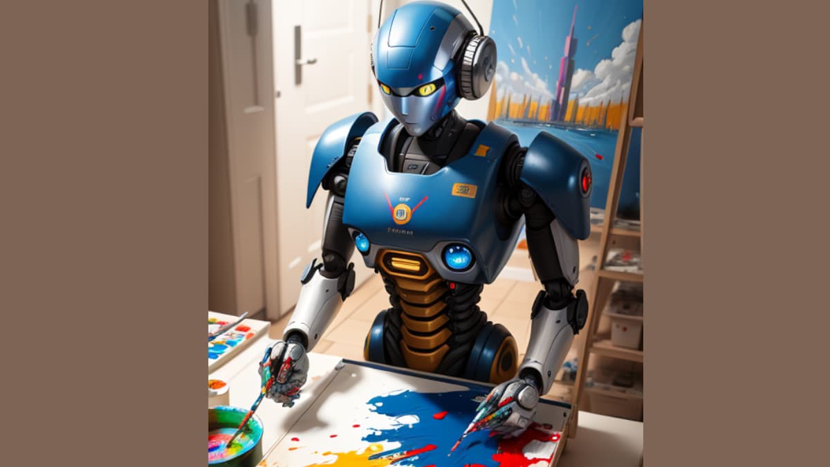 robo pintando quadro