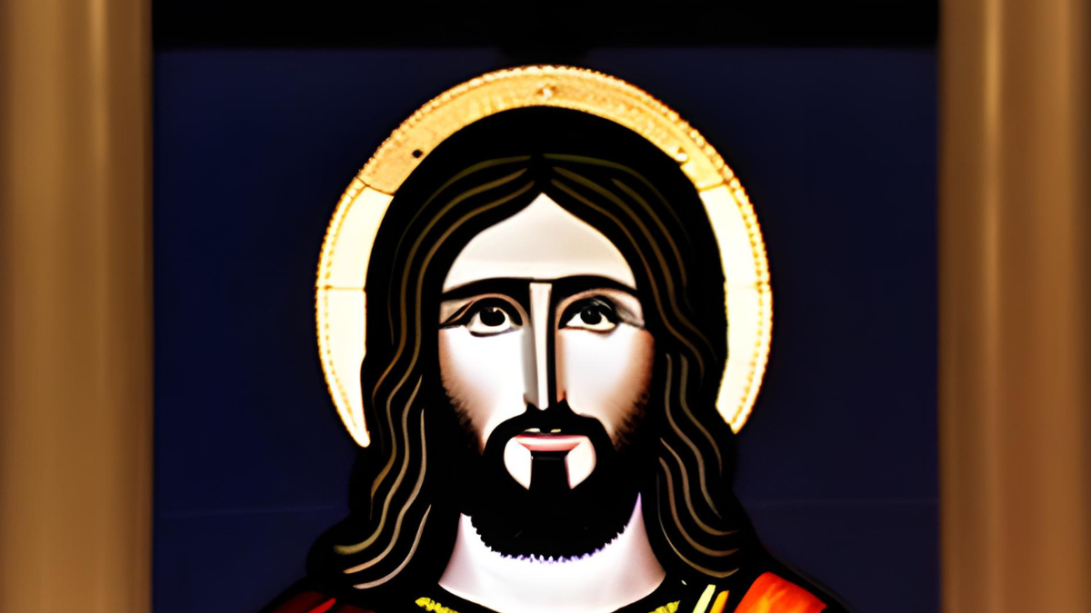 quadro desenhado da face de Jesus Cristo